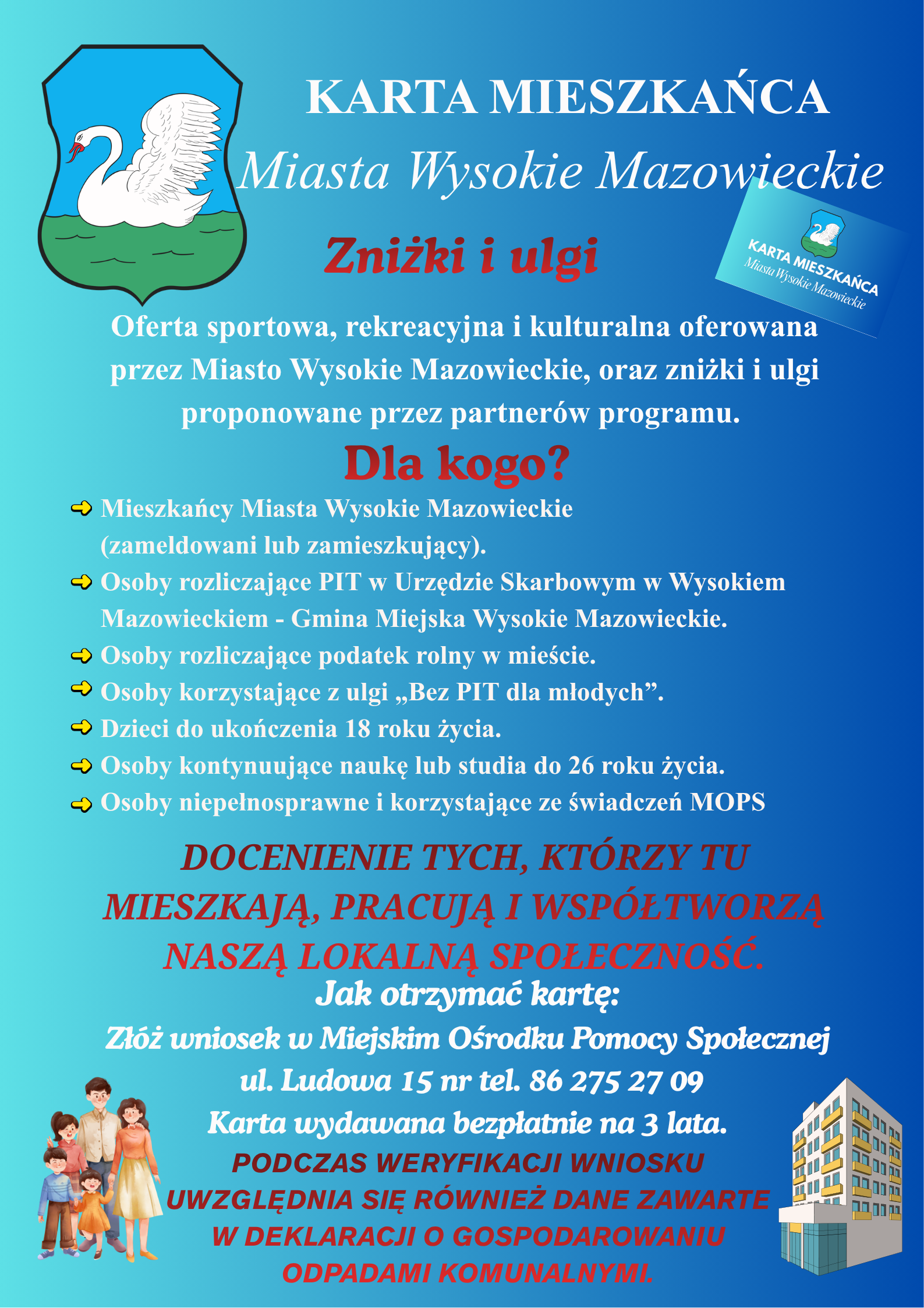Plakat Programu Karta Mieszkańca Miasta Wysokie Mazowieckie
